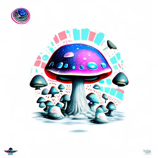 mushroom alien in space tattoo design idea