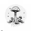 mushroom alien in space tattoo design idea