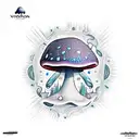 mushroom alien in space tattoo design idea