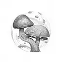 mushroom alien in space tattoo design idea
