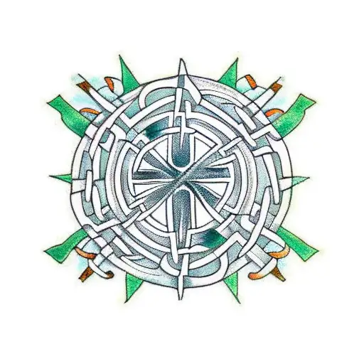 celtic cross with irish blessing and indian dream catcher in the background tattoo design idea
