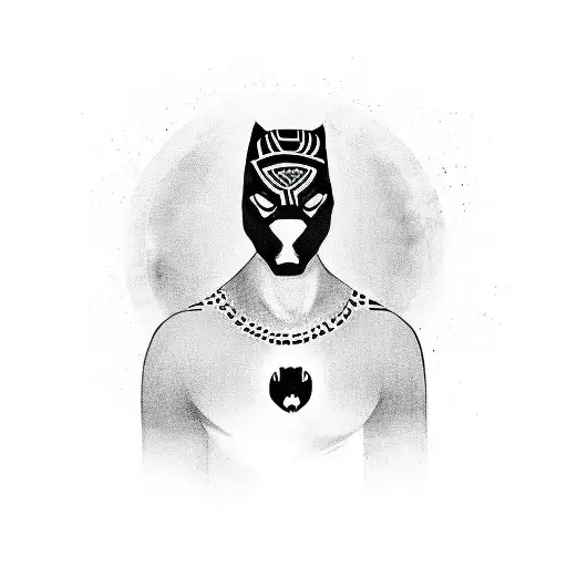 A music-themed tattoo of a black panther DJ mixing records, with ancient Egyptian symbols in the background tattoo design idea