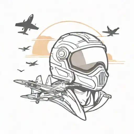 Incorporate Maverick and Goose's helmets with a backdrop of a sunset sky and fighter jets flying tattoo design idea