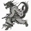 japanese ronin mixed with dragon tattoo design idea