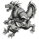 japanese ronin mixed with dragon tattoo design idea