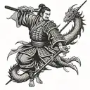 japanese ronin mixed with dragon tattoo design idea