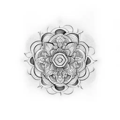 weed flower tattoo mandala like tattoo design idea