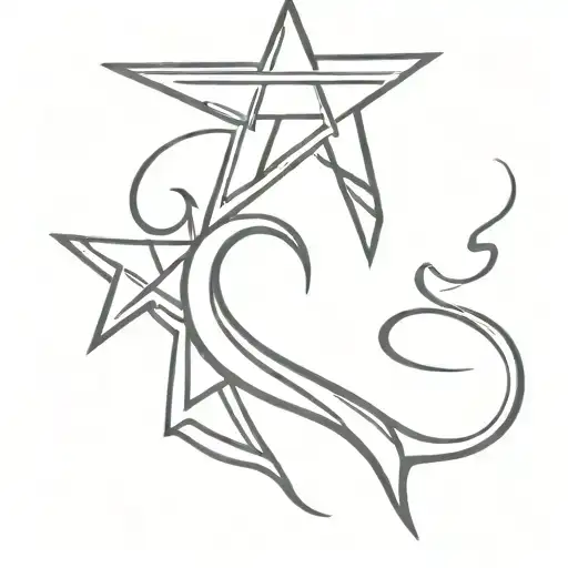 shofar & unity & jewish star camouflaged tattoo design idea