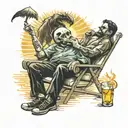 death of father, vacation, sun, son, drinking, gambling  tattoo design idea