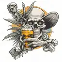 death of father, vacation, sun, son, drinking, gambling  tattoo design idea