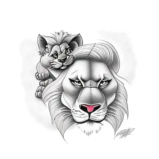 mufasa y simba tattoo design idea