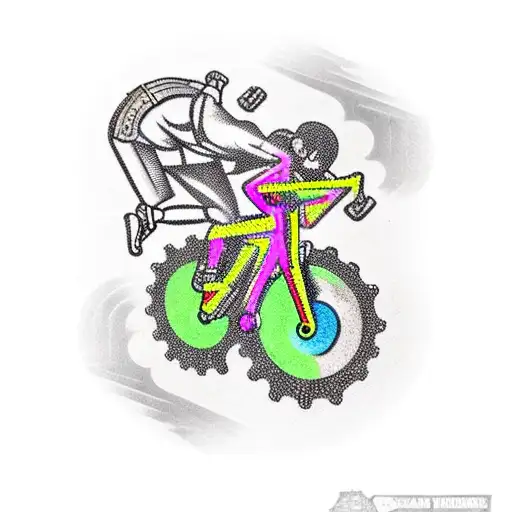 A dumbbell formed by interlocking bike chains, portraying the interconnectedness of gym and biking tattoo design idea