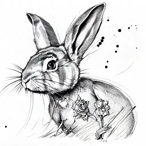 bloody rabbit Alice in wonderland  tattoo design idea