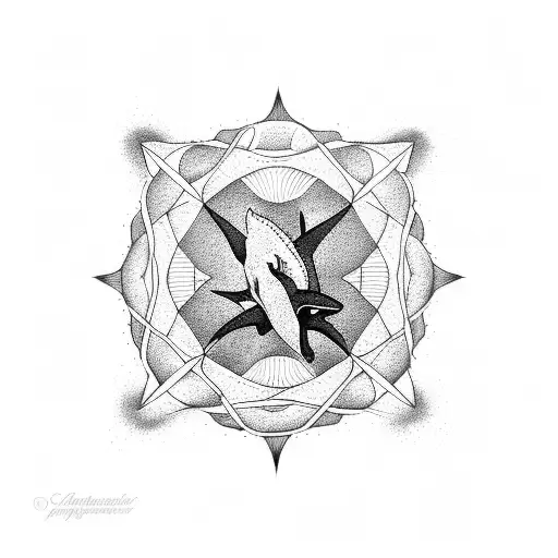 4 sharks swimming in a circle tattoo design idea