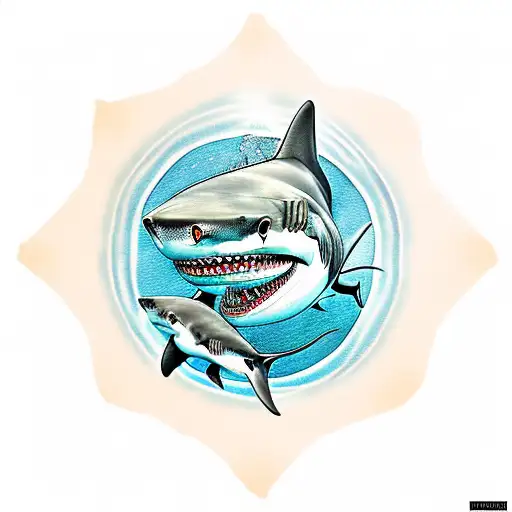 4 sharks swimming around in a circle tattoo design idea