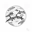 4 sharks swimming around in a circle tattoo design idea