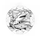 4 sharks swimming in a circle tattoo design idea