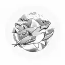 4 sharks swimming in a circle tattoo design idea