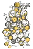 honeycomb pattern with molecular structures tattoo design idea
