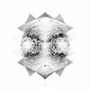 A portrait of Chris Martin from Coldplay merging with a cosmic nebula tattoo design idea