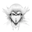 baki hanma with his hair floating and eyes shining tattoo design idea