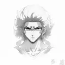 baki hanma with his hair floating and eyes shining tattoo design idea