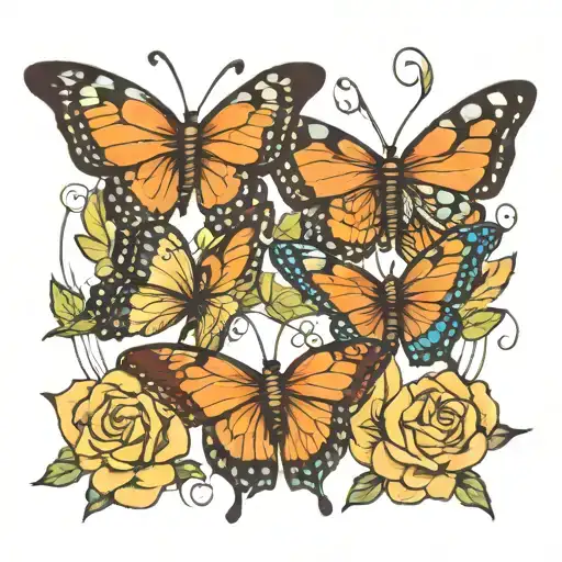3 butterflies flying tattoo design idea