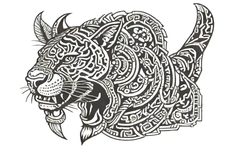 Aztec warrior jaguar maya tattoo design idea