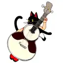 a cat playing banjo and have red shoes on tattoo design idea
