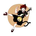 a cat playing banjo and have red shoes on tattoo design idea