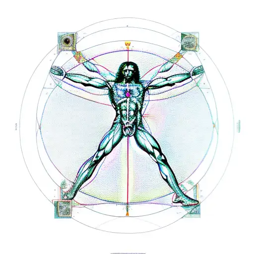 Vitruvian Man with Artificial Intelligence tattoo design idea