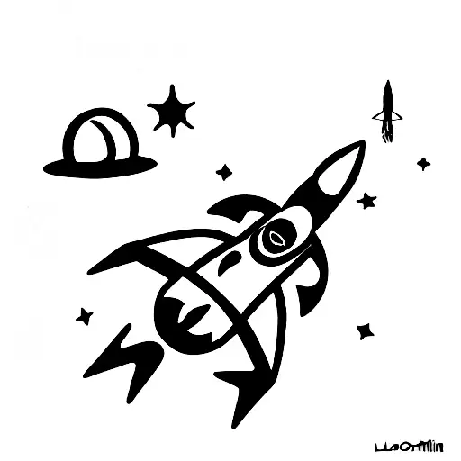 UFO, space, rockets, laika tattoo design idea
