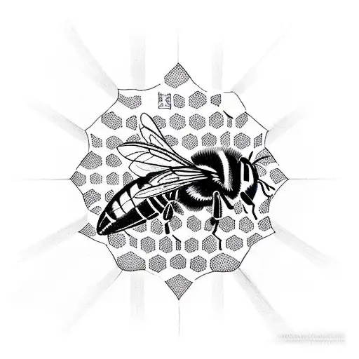 a bee with a honeycomb tattoo design idea