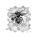 a bee with a honeycomb tattoo design idea
