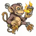 monkey holding lighting bolt dumpster fire flames tattoo design idea