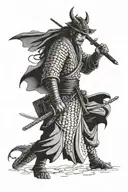A samurai kills a dragon tattoo design idea