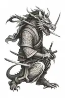 A samurai kills a dragon tattoo design idea