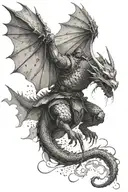 A samurai fly a dragon flying tattoo design idea