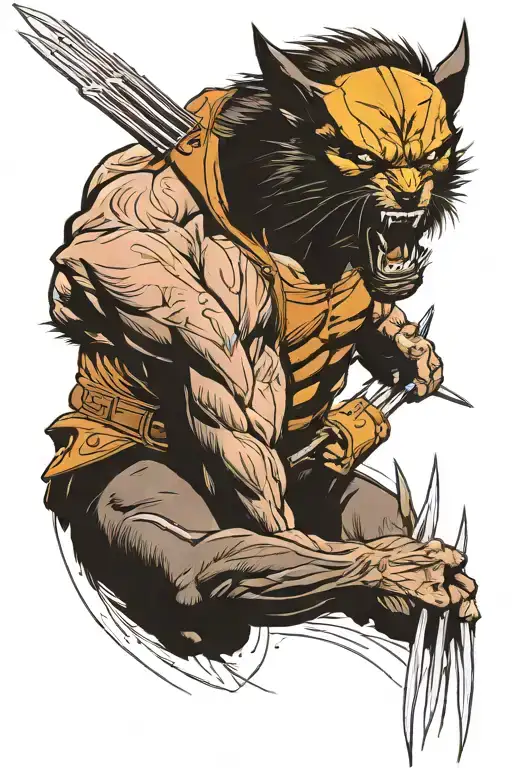 wolverine hunting its prey tattoo design idea