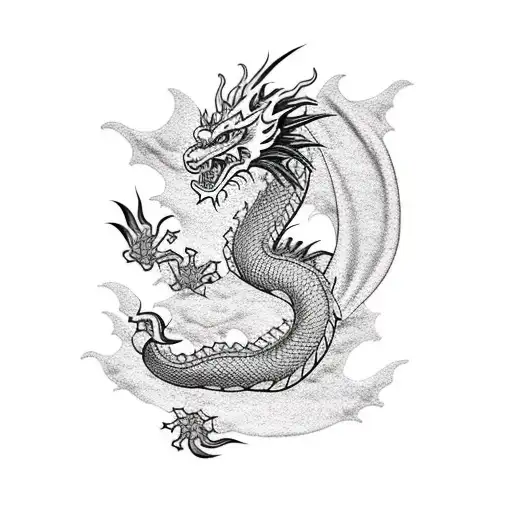 dragon mountain tattoo design idea