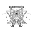 Weightlifting barbell with a mechanical twist tattoo design idea