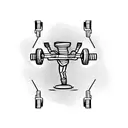 Weightlifting barbell with a mechanical twist tattoo design idea