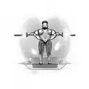 Weightlifting barbell with a mechanical twist tattoo design idea