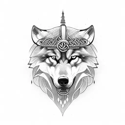 viking wolf tattoo design idea