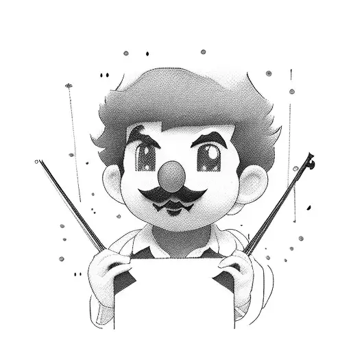 little brother ,died by suicide at age 18.he played violin really well.  he loved to play football and mario on nintendo tattoo design idea