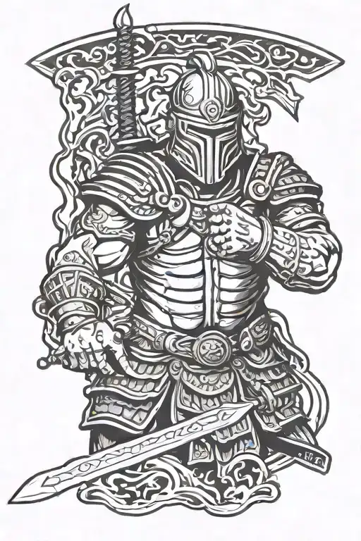 gladiator with sword and shield broken tattoo design idea
