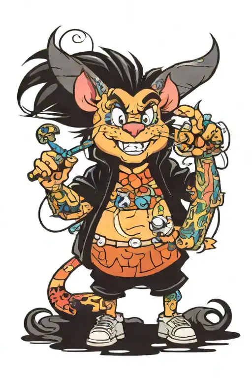 90's cartoon characters tattoo design idea