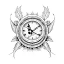 Clock and Roses and Skulls tattoo design idea