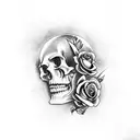 Clock and Roses and Skulls tattoo design idea