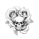 Clock and Roses and Skulls tattoo design idea